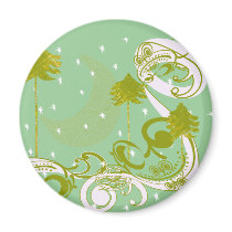 Pines with Moon-Customize Change BackGround Color Magnet