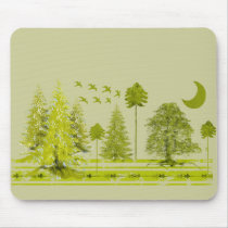 Pines with Moon-Customize Change BackGround Color Mouse Pad