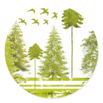 Pines with Moon-Customize Change BackGround Color Sticker
