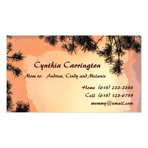 Piney Sunset Mommy Business Cards