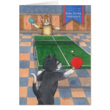 Ping Pong Cats Birthday Bud & Tony Notecard