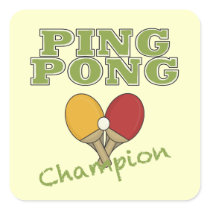 Ping Pong Champion Square Stickers
