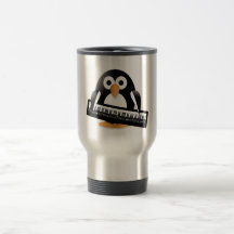 Pingüino con el piano taza de café