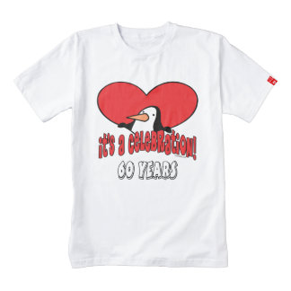 Pingüino de la celebración de 60 años playera zazzle HEART