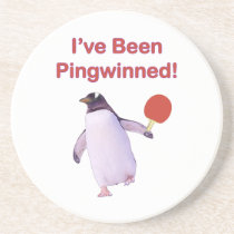 Pingwinned Penguin Ping Pong Drink Coaster