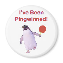 Pingwinned Penguin Ping Pong Refrigerator Magnet