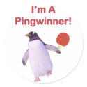 Pingwinner Penguin Ping Pong Round Stickers
