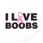 I love boobs pink ribbon stickers