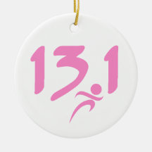 Pink 13.1 half-marathon christmas tree ornaments