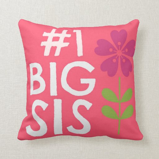 Pink 1 Big Sister Throw Pillow