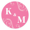 Pink 2 initial letter monogram favor tag seal sticker