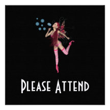 Pink 3D Pixie - Fairy Graphic 1 Custom Invitation