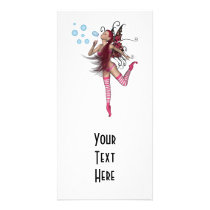 Pink 3D Pixie - Fairy Graphic 1 Photo Card Template