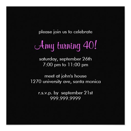Pink 40th Birthday Party Invitation