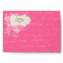 Pink A7 Vintage Script Envelopes