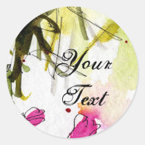 pink, artsy stickers, watercolors, abstract art, feminine art, artful, feminine, unique, ginette, customizable stickers, matching sets, Sticker with custom graphic design