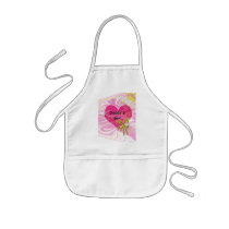 Pink Abstract Heart and Bow Aprons