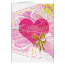 Pink Abstract Heart and Bow Cards