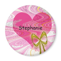 Pink Abstract Heart and Bow Fridge Magnet