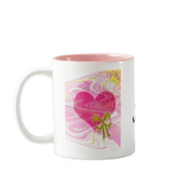 Pink Abstract Heart and Bow Mug