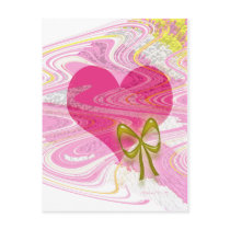 Pink Abstract Heart and Bow Postcards