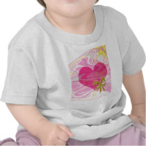 Pink Abstract Heart and Bow Tee Shirt
