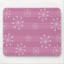 Pink Abstract Striped Snowflakes Holiday Mousepad