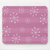 Pink Abstract Striped Snowflakes Holiday Mousepad