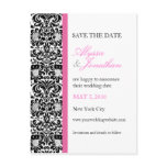 Pink Accents Damask Save the Date Card Post Card