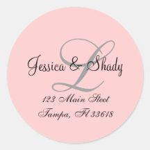 Pink Address Label Round Stickers