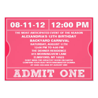 Admit One Birthday Invitations