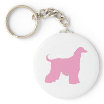 Pink Afghan Hound Dog Key Chain