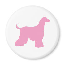 Pink Afghan Hound Dog Refrigerator Magnets