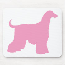Pink Afghan Hound Dog Mouse Mats