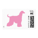 Pink Afghan Hound Dog Stamps