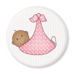 Pink African American Girl in Blanket magnets