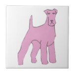 Pink Airedale Terrier Dog Tile