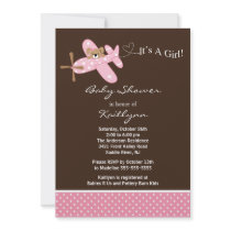 Pink Airplane Baby Shower Invitation