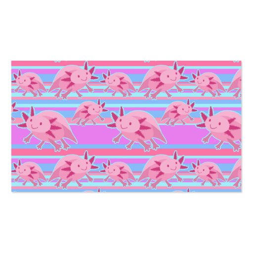 Pink Albino Axolotl Pattern Business Card (back side)