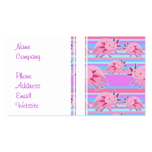 Pink Albino Axolotl Pattern Business Card (front side)