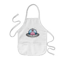 Pink Alien in Spaceship Kids Apron
