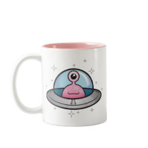 Pink Alien in Spaceship Mug