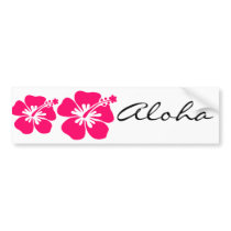 pink aloha flower bumper stickers