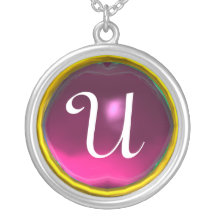 Pink Amethyst Gem  Monogram Jewelry