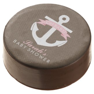 Pink Anchor and Ribbon Baby Shower Chocolate Covered Oreo