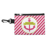 Pink Anchor & Diagonal Stripes Accessory Bag