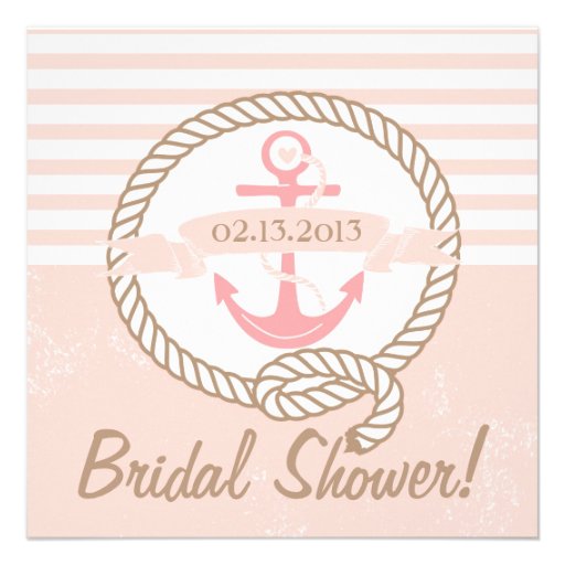 Pink Anchor Nautical Bridal Shower Invitation