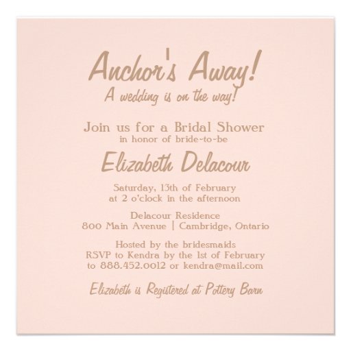 Pink Anchor Nautical Bridal Shower Invitation