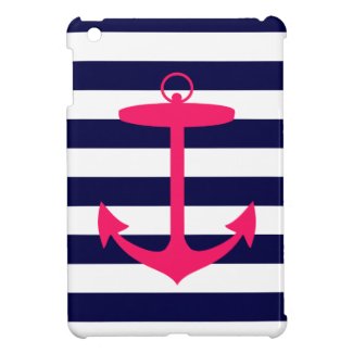 Pink Anchor Silhouette iPad Mini Cases