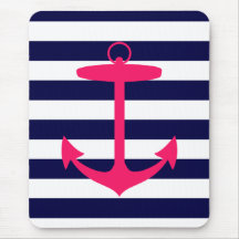Pink Anchor Silhouette Mouse Pad